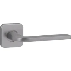Karwei deurkruk set Enzo vierkant rozet RVS look aluminium