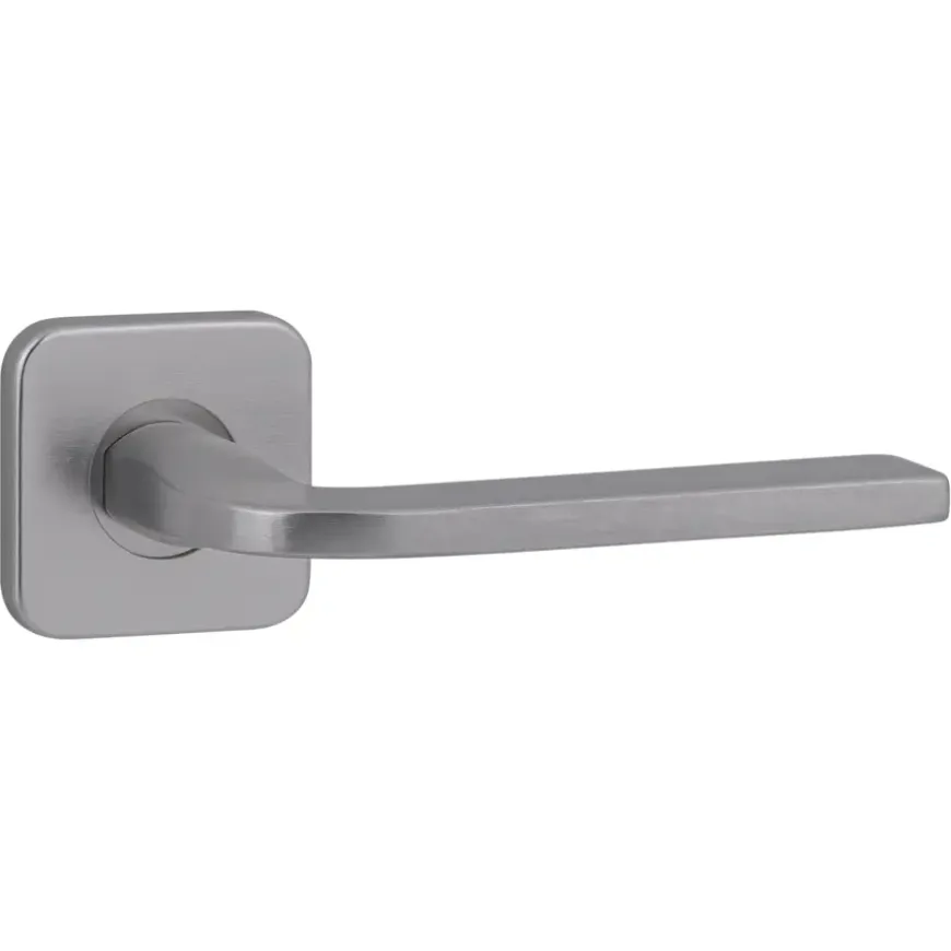 Karwei deurkruk set Enzo vierkant rozet RVS look aluminium
