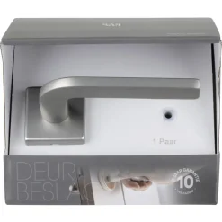 Karwei deurkruk set Enzo vierkant rozet RVS look aluminium