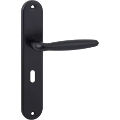 Karwei deurkruk set Eros ovaal schild sleutelgat 56 mm zwart aluminium