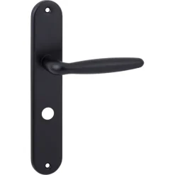 Karwei deurkruk set Eros ovaal schild vrij-bezet sluiting 63/8 mm zwart aluminium