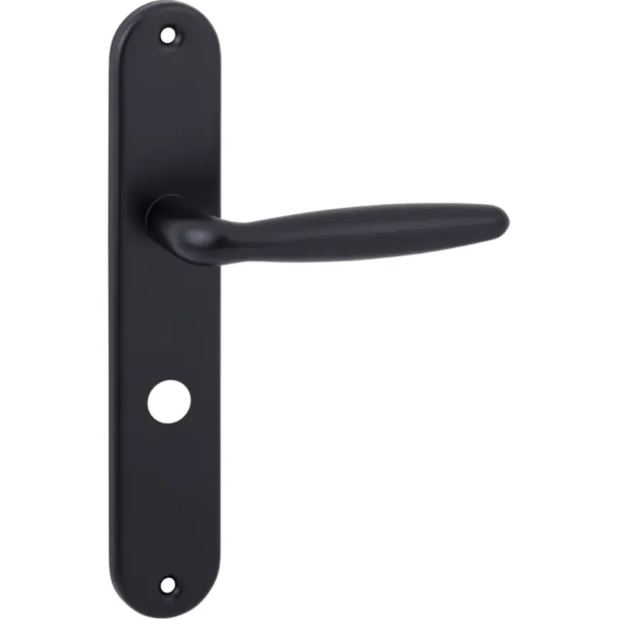 Karwei deurkruk set Eros ovaal schild vrij-bezet sluiting 63/8 mm zwart aluminium