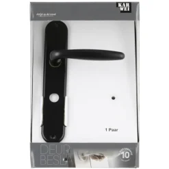 Karwei deurkruk set Eros ovaal schild vrij-bezet sluiting 63/8 mm zwart aluminium