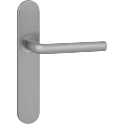 Karwei deurkruk set Gino ovaal blind schild RVS look aluminium