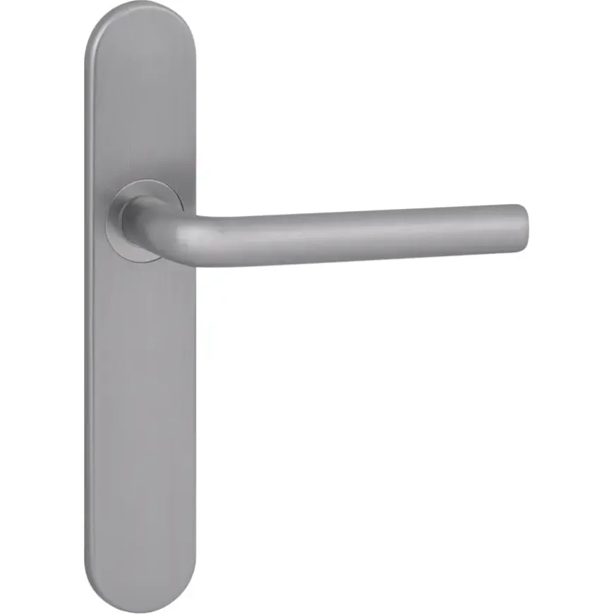 Karwei deurkruk set Gino ovaal blind schild RVS look aluminium