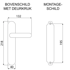 Karwei deurkruk set Gino ovaal blind schild RVS look aluminium