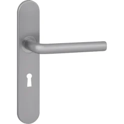 Karwei deurkruk set Gino ovaal schild sleutelgat 56 mm RVS look aluminium