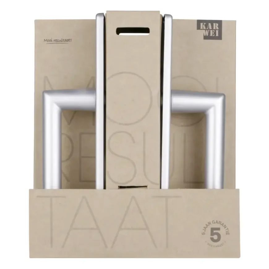 Karwei deurkruk set Greece recht schild sleutelgat 56 mm ANOX aluminium mat