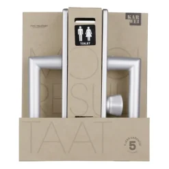 Karwei deurkruk set Greece recht schild vrij-bezet sluiting 63/8 mm ANOX aluminium mat