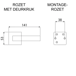 Karwei deurkruk set Greece vierkant rozet ANOX aluminium mat