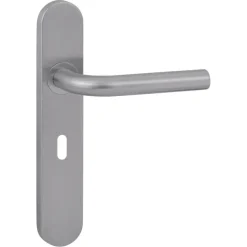 Karwei deurkruk set Henry ovaal schild sleutelgat 56 mm RVS