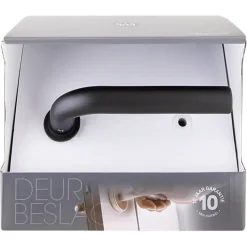 Karwei deurkruk set Henry rond rozet klein zwart RVS