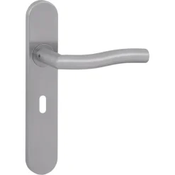 Karwei deurkruk set Kevin ovaal schild sleutelgat 56 mm RVS