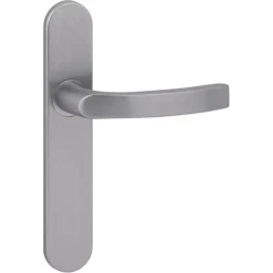 Karwei deurkruk set Lorenzo ovaal blind schild RVS look aluminium