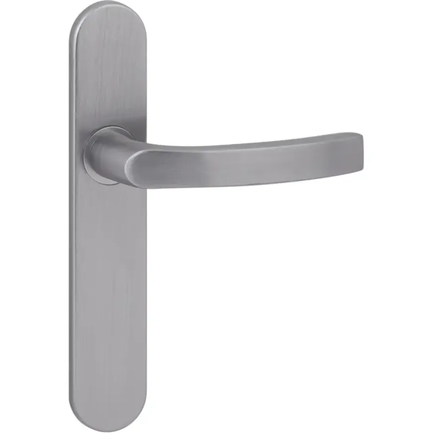 Karwei deurkruk set Lorenzo ovaal blind schild RVS look aluminium