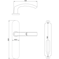 Karwei deurkruk set Lorenzo ovaal blind schild RVS look aluminium