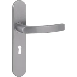 Karwei deurkruk set Lorenzo ovaal schild sleutelgat 56 mm RVS look aluminium