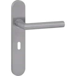 Karwei deurkruk set Roberto ovaal schild sleutelgat 56 mm RVS
