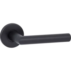 Karwei deurkruk set Roberto rond rozet zwart aluminium