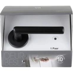 Karwei deurkruk set Roberto rond rozet zwart aluminium