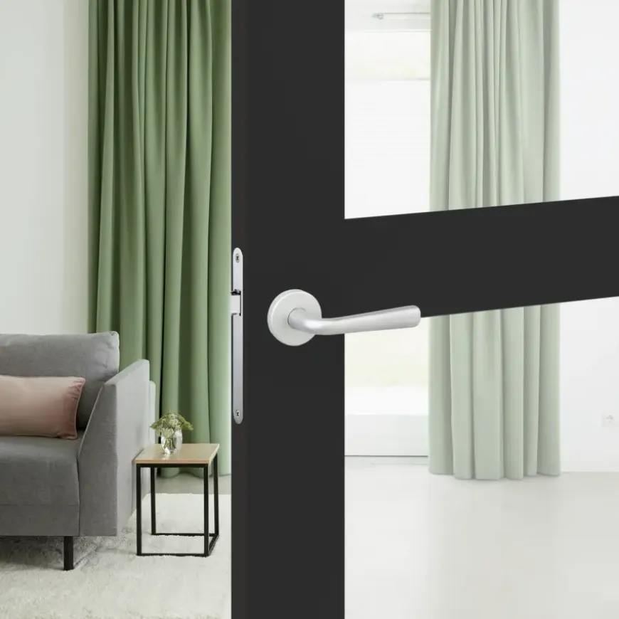 Karwei deurkruk set Spanje rond rozet ANOX aluminium mat