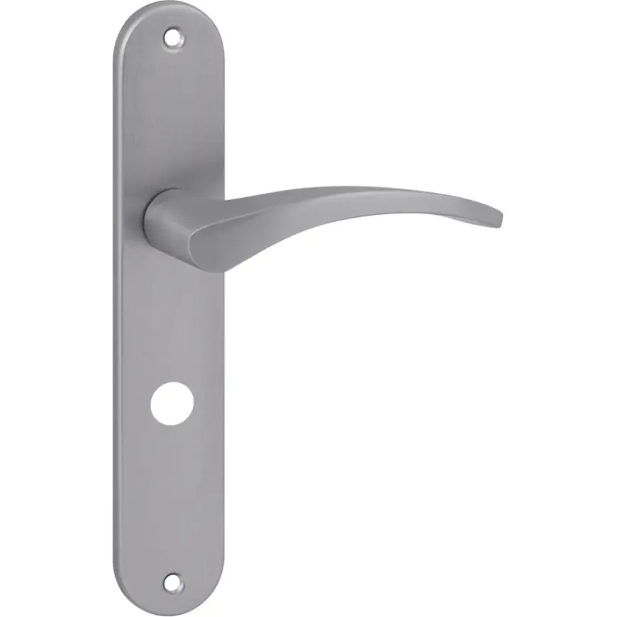 Karwei deurkruk set Stefanie ovaal schild vrij-bezet sluiting 63/8 mm RVS look aluminium