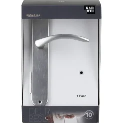 Karwei deurkruk set Stefanie ovaal blind schild RVS look aluminium