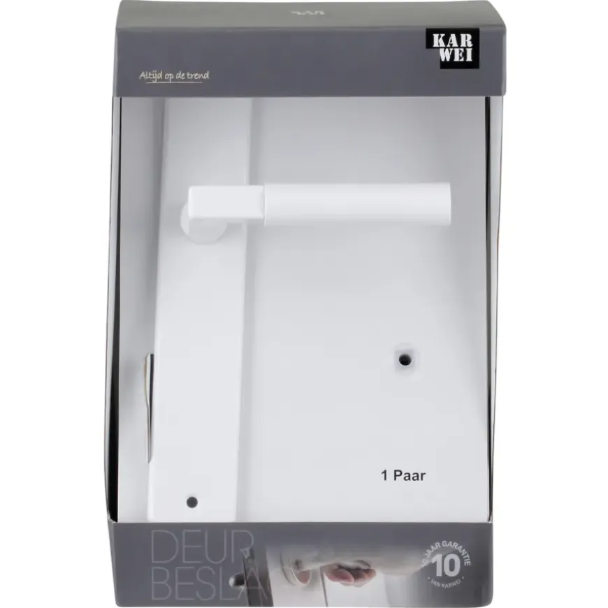 Karwei deurkruk set Stefano recht blind schild wit aluminium