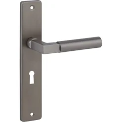 Karwei deurkruk set Stefano recht schild sleutelgat 56 mm messing antiek aluminium