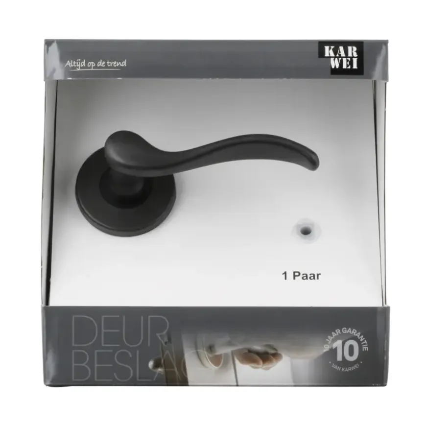 Karwei deurkruk set Tiago rond rozet oud bruin messing