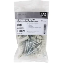 KARWEI Gips plug 6x22mm+uni ck 4x40 25ST + bit