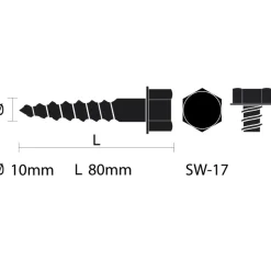 KARWEI houtdraadbout M10x80 mm 3 stuks