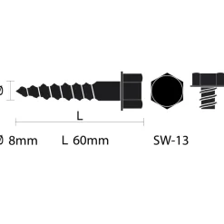 KARWEI houtdraadbout M8x60 mm 15 stuks