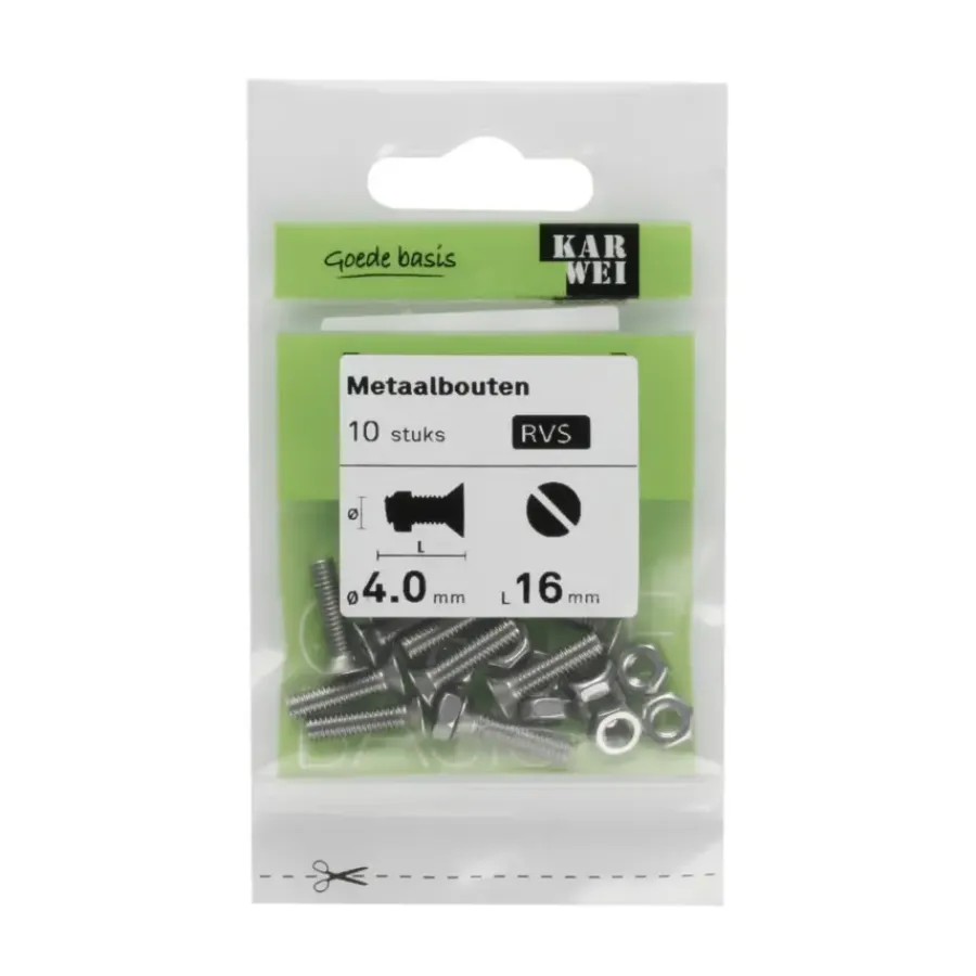 KARWEI metaalbout RVS 4x16 mm 10 stuks