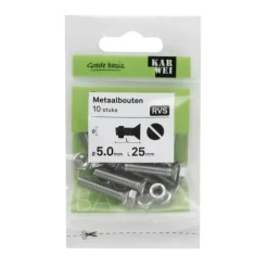 KARWEI metaalbout RVS 5x25 mm 10 stuks