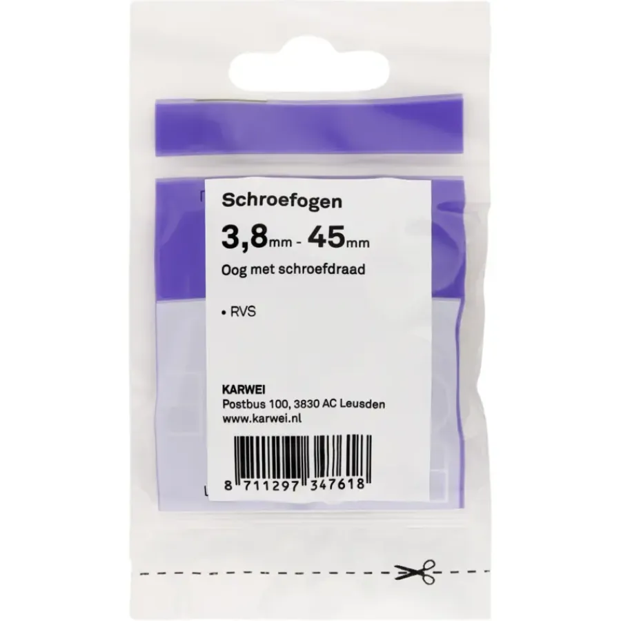 KARWEI Schroefogen RVS 3,8mm - 45mm 6st.