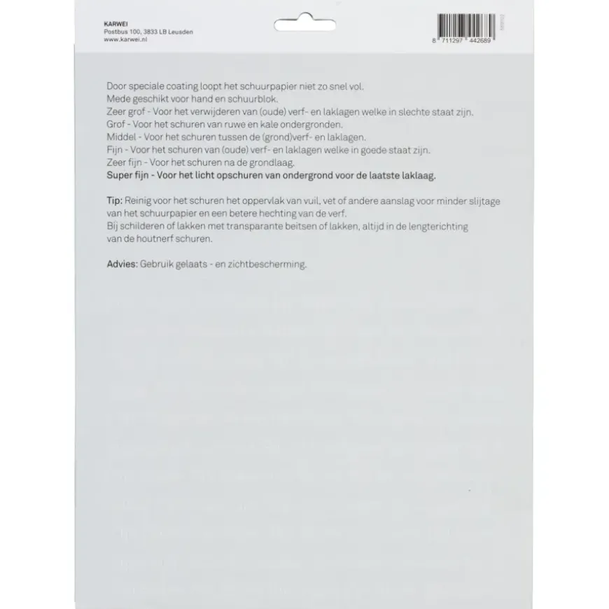KARWEI schuurpapier lichte schuurklus super fijn K320