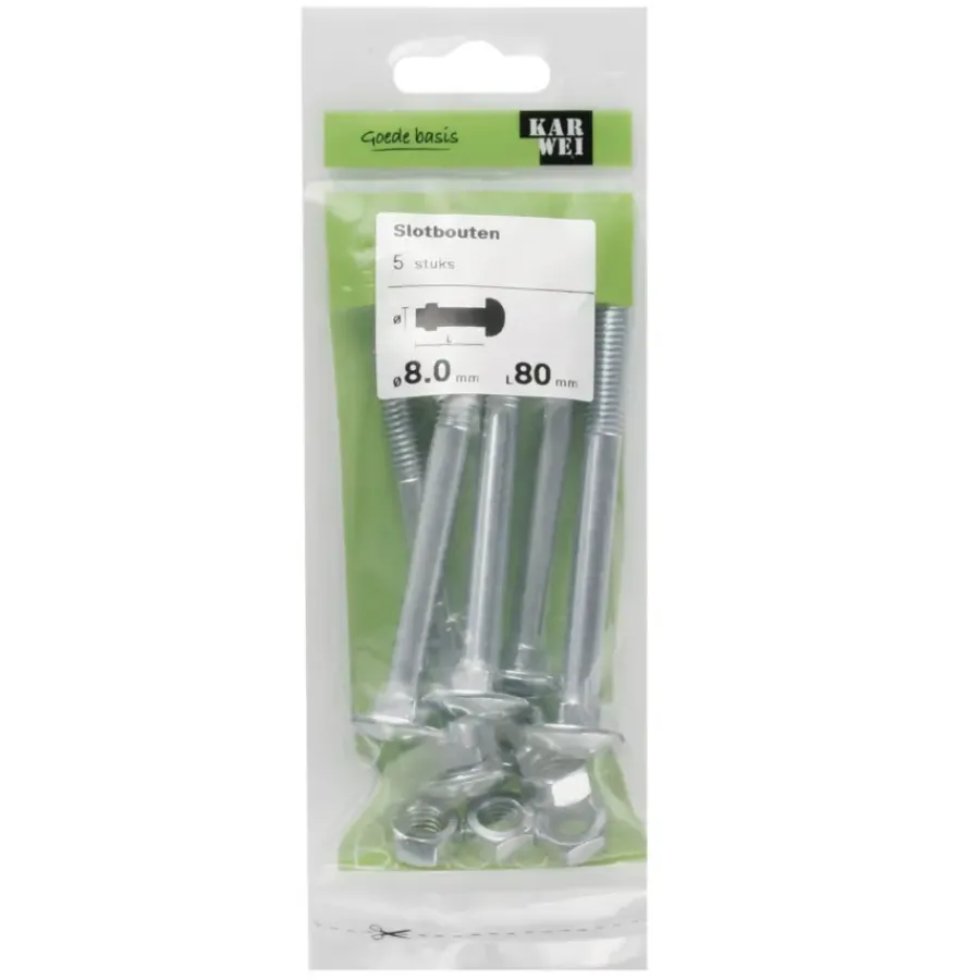 KARWEI slotbout verzinkt 8x80 mm (5 stuks)