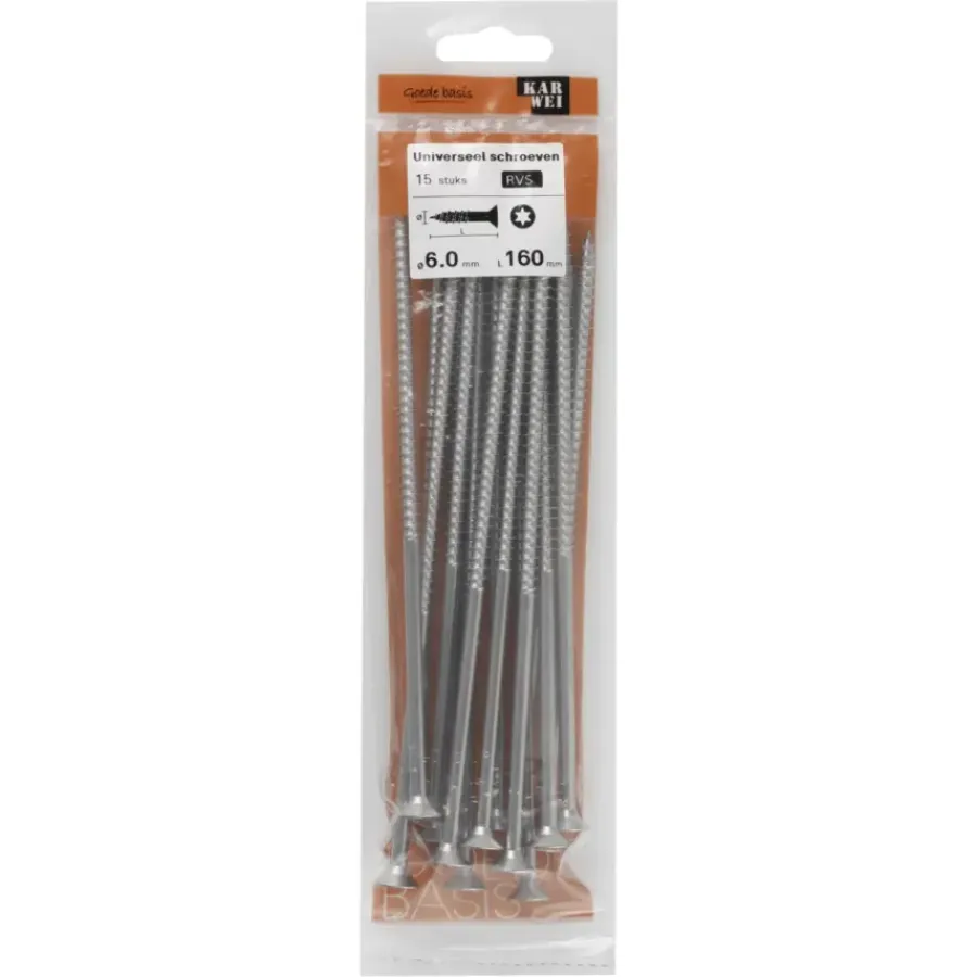 KARWEI unischroef platkop rvs 6x160 mm (15 stuks)