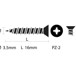 KARWEI unischroef platkop rvs 3,5x16 mm (15 stuks)