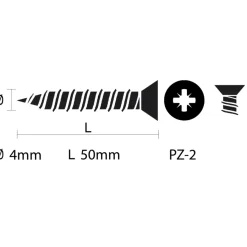 KARWEI unischroef platkop RVS 4x50 mm (150 stuks)