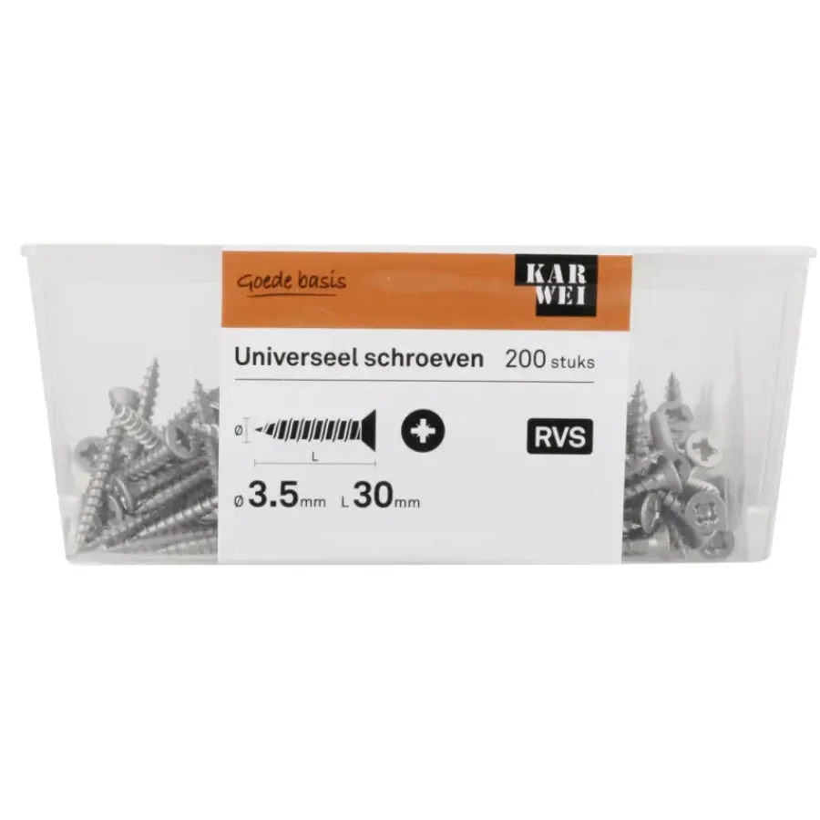 KARWEI unischroef platkop rvs 3,5x30 mm (200 stuks)