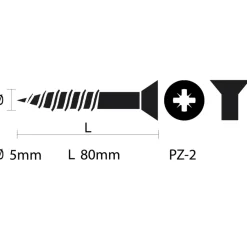 KARWEI unischroef platkop verzinkt 5x80 mm (15 stuks)