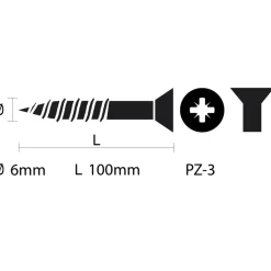 KARWEI unischroef platkop verzinkt 6x100 mm (10 stuks)
