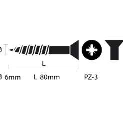 KARWEI unischroef platkop verzinkt 6x80 mm (15 stuks)