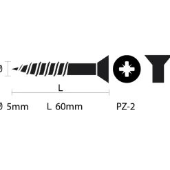 KARWEI unischroef platkop verzinkt 5x60 mm (40 stuks)