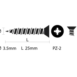 KARWEI unischroef platkop verzinkt 3,5x25 mm (15 stuks)