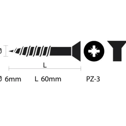 KARWEI unischroef platkop verzinkt 6x60 mm (70 stuks)