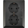 KARWEI Zenith Dubbel Stopcontact Geaard met Twee USB-C Poorten Mat Zwart