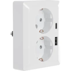 KARWEI Zenith Dubbel Stopcontact Geaard met USB A+C Wit
